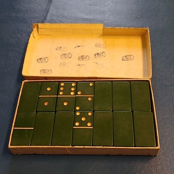 Vintage Green Rock Marble Dominoes by Cardinal Cottagecore Grandmacore - Picture 1 of 7